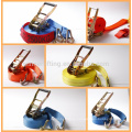 polyester high quality lashing flat belt with tie down and hook